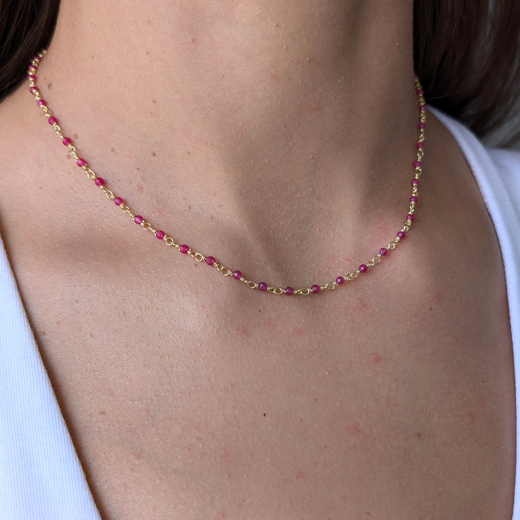 Real Pink Calcite Gemstones Necklace